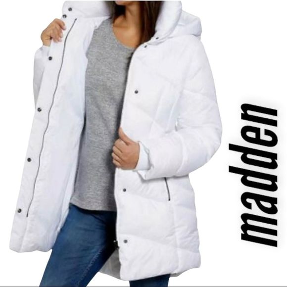 Madden NYC White Puffer Coat - Picture 1 of 14